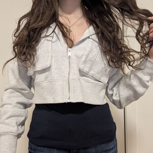 Garage Light Gray Cropped Hoodie